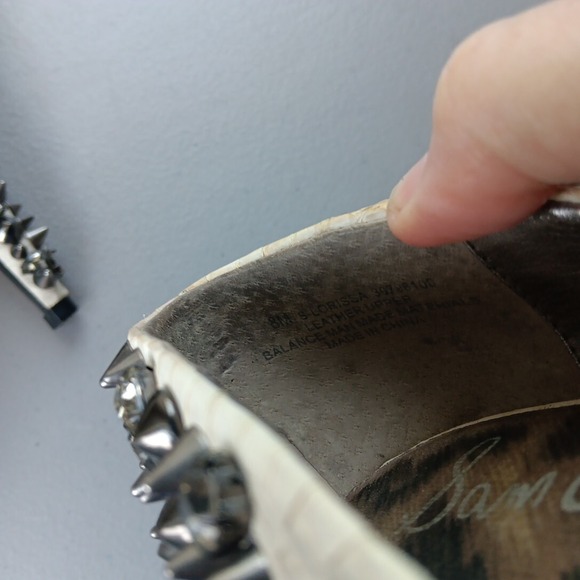 Sam Edelman Shoes‎ Womens 8M Peep Toe Cream Leather Metal Spikes Punk Rock Biker - Picture 10 of 16